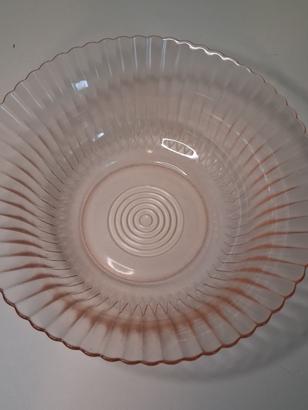 Pink Glass Serving Bowl - Elegant Fluted Design